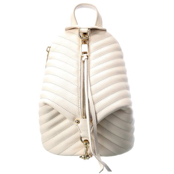 NWT Rebecca Minkoff Julian Mini Quilted Leather Backpack Pearl